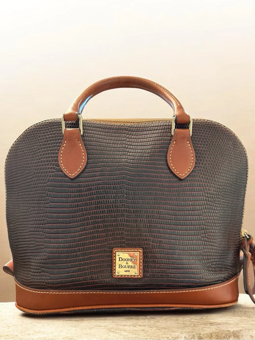 Dooney & Bourke Lizard-Embossed Leather Zip Zip Satchel